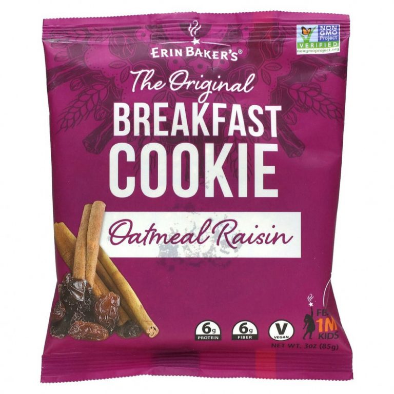 Erin Baker’s, The Original Breakfast Cookie, Oatmeal Raisin, 12 Cookies, 3 oz (85 g) Each