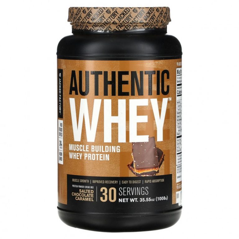 Jacked Factory, Authentic Whey, сывороточный протеин для наращивания мышечной массы, соленый шоколад и карамель, 1008 г (35,55 унции)