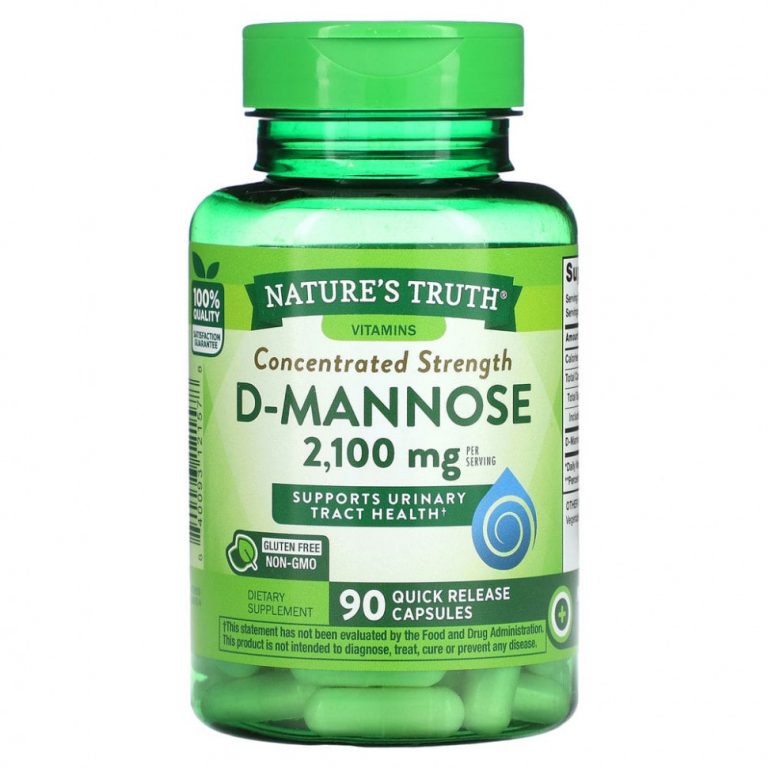 Nature’s Truth, Concentrated Strength, D-манноза, 700 мг, 90 капсул с быстрым высвобождением