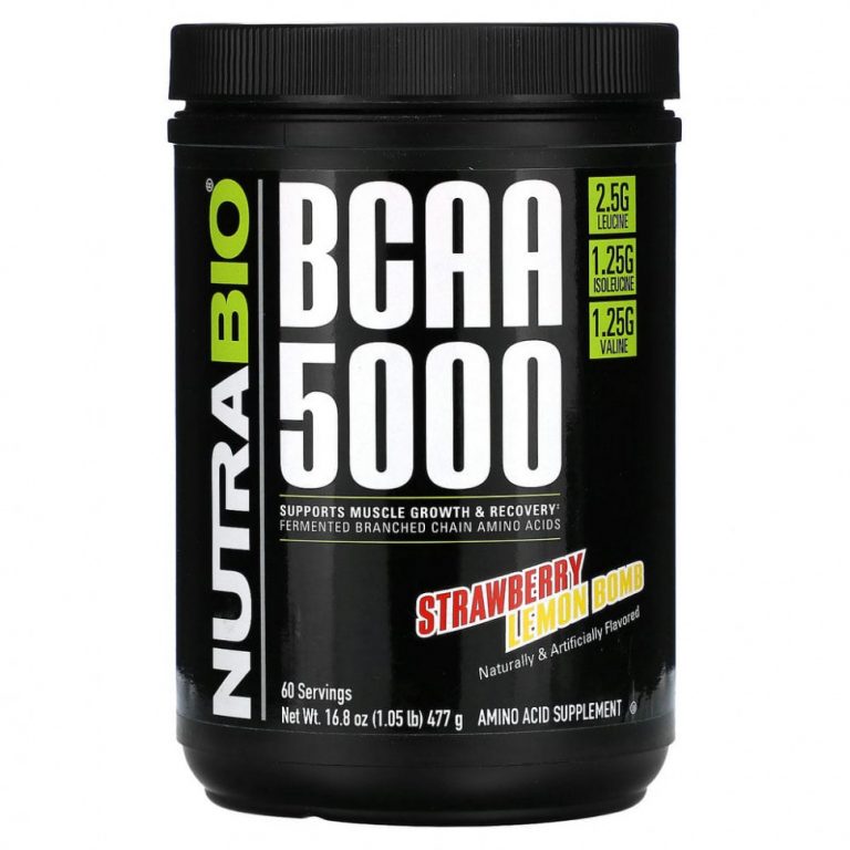 Nutrabio Labs, BCAA 5000, клубнично-лимонная бомба, 477 г (1,05 фунта)