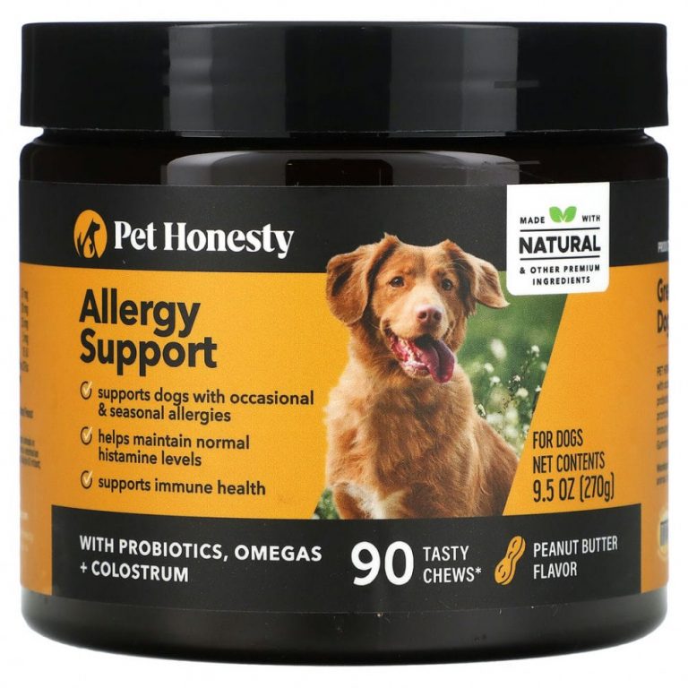 Pet Honesty, Allergy Support, для собак, арахисовая паста, 90 вкусных жевательных таблеток, 270 г (9,5 унции)