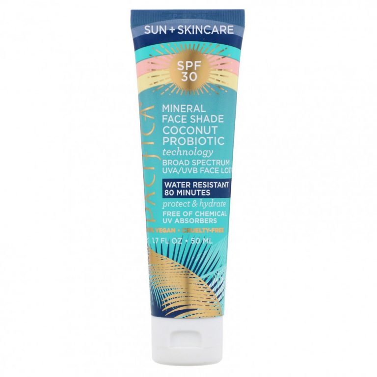 Pacifica, Sun + Skincare, минеральное солнцезащитное средство для лица, SPF 30, технология с пробиотиками и кокосом, 50 мл (1,7 жидк. унции)