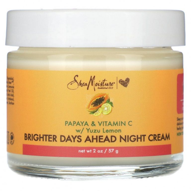 SheaMoisture, Ночной крем Brighter Days Ahead, папайя и витамин C с лимоном юдзу, 57 г (2 унции)