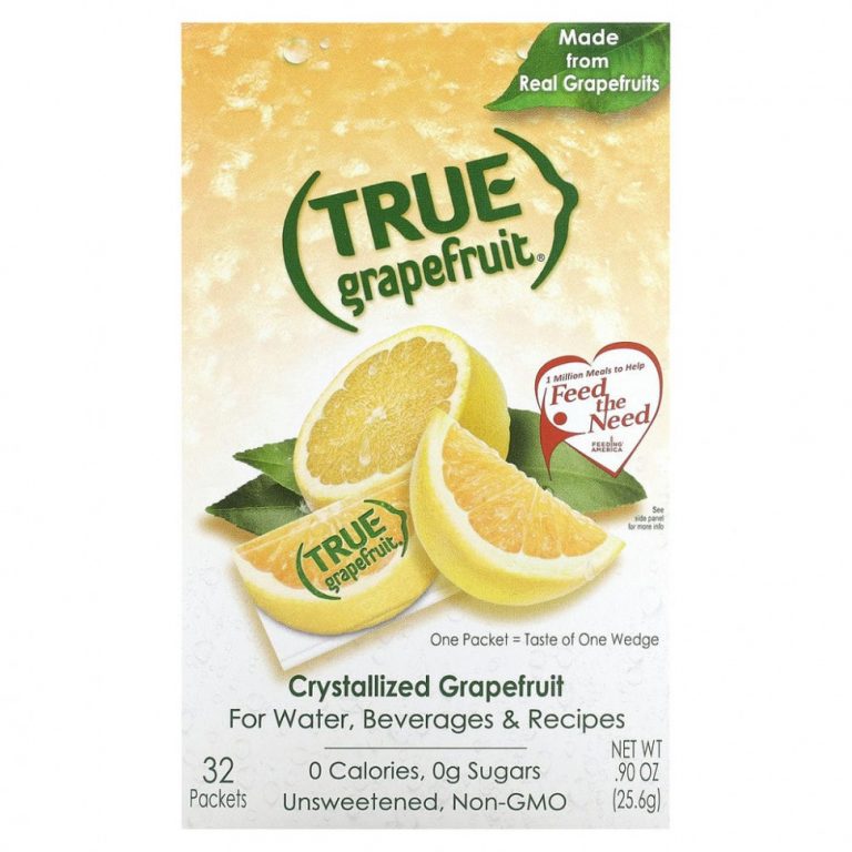 True Citrus, True Grapefruit, кристаллизованный грейпфрут, несладкий, 32 пакетика, 25,6 г (0,90 унции)