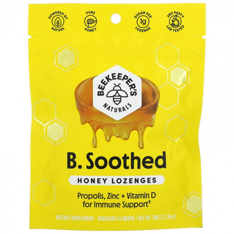 Beekeeper’s Naturals, B. Soothed, медовые пастилки, 14 капель, 50 г (1,76 унции)