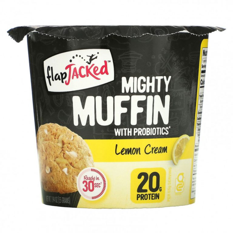 FlapJacked, Mighty Muffin, смесь для приготовления кексов, с пробиотиками, лимонный крем, 55 г (1,97 унции)