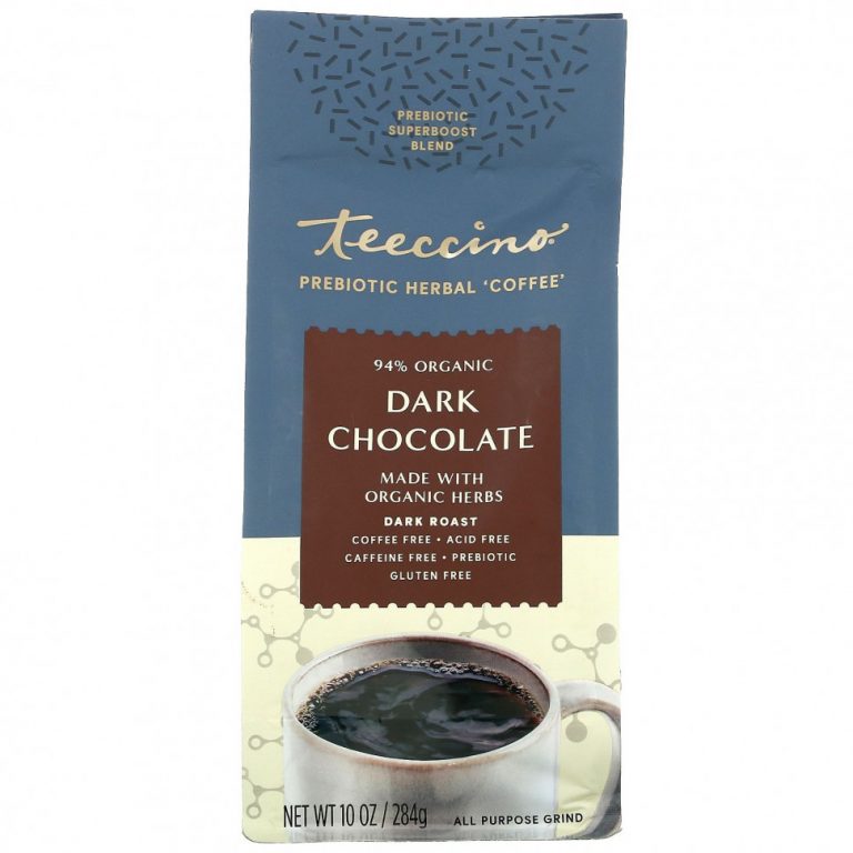 Teeccino, Prebiotic Herbal Coffee, Dark Roast, Caffeine Free, Dark Chocolate, 10 oz (284 g)