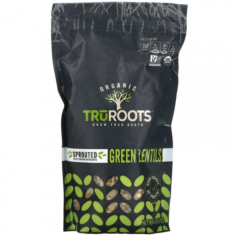 TruRoots, Organic, Проросшая зеленая чечевица, 10 унций (283 г)