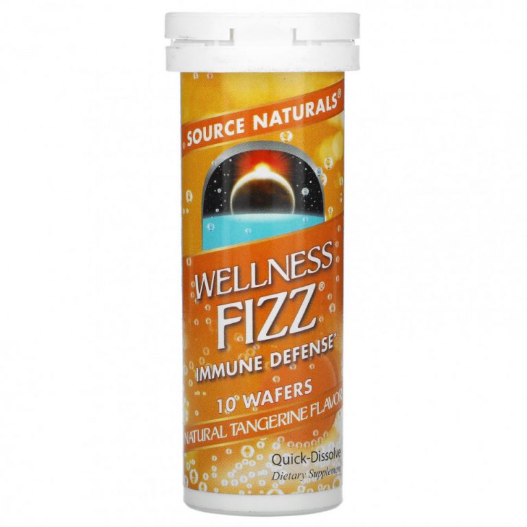 Source Naturals, Wellness Fizz, с натуральным вкусом мандарина, 10 шипучих таблеток