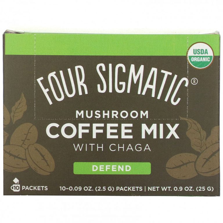 Four Sigmatic, Defend, кофейная смесь с чагой, средней обжарки, 10 пакетиков по 2,5 г (0,09 унции)