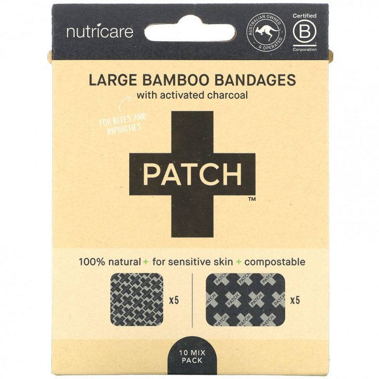 Patch, Patch, Large Bamboo Bandages with Activated Charcoal, 10 Mix Pack