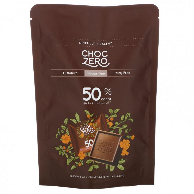 ChocZero, порционный темный шоколад, 50% какао, без сахара, 10 шт., 100 г (3,5 унции)