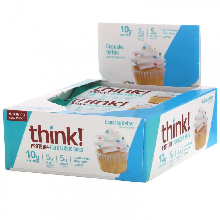 Think !, Protein+, 10 батончиков Cupcake Batter по 40 г (1,41 унции) и 150 калорий каждый