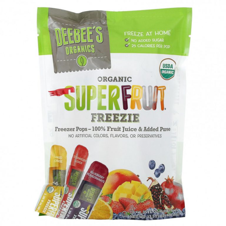 Deebee’s Organic, Superfruit Freezie, ассорти, 10 батончиков, 40 мл (1,35 жидк. Унции)