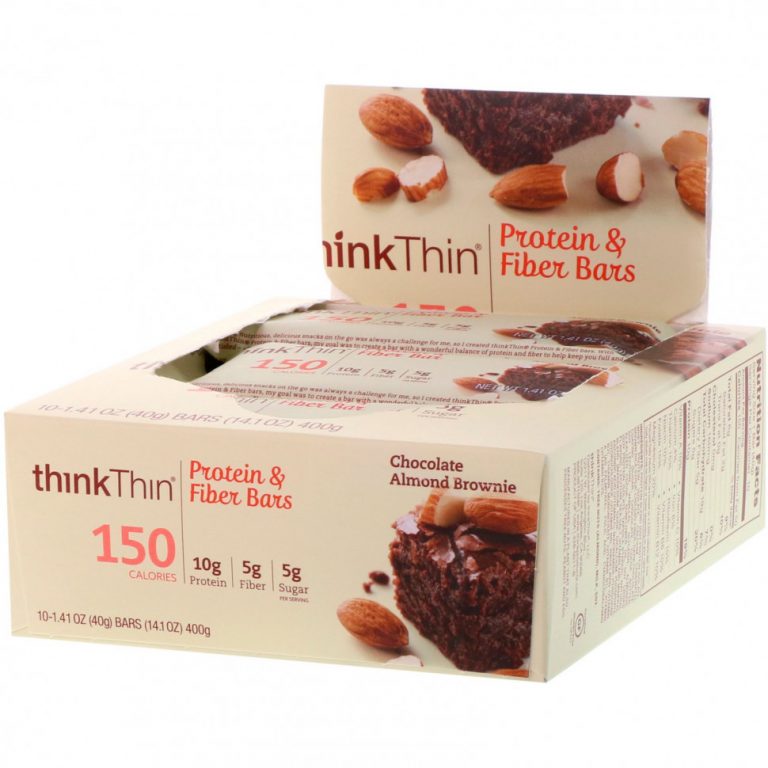 Think !, High Protein Bars, Chocolate Almond Brownie, 10 Bars, 1.41 oz (40g) Each