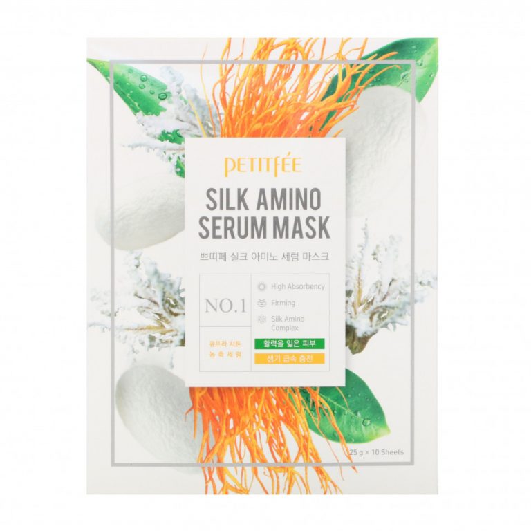 Petitfee, Silk Amino Serum, маска, 10 шт. по 25 г