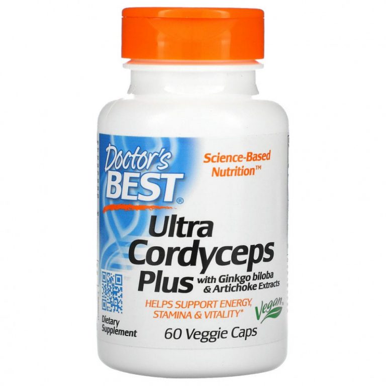 Doctor’s Best, Ultra Cordyceps Plus, кордицепс с добавлением экстрактов гинкго билоба и артишока, 60 вегетарианских капсул