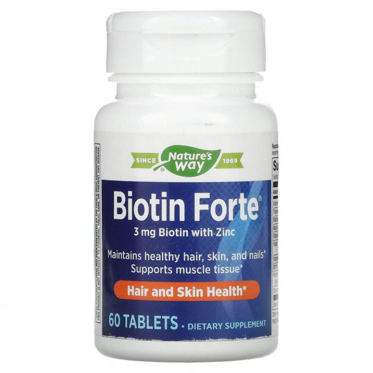 Nature’s Way, Biotin Forte, биотин с цинком, 3 мг, 60 таблеток