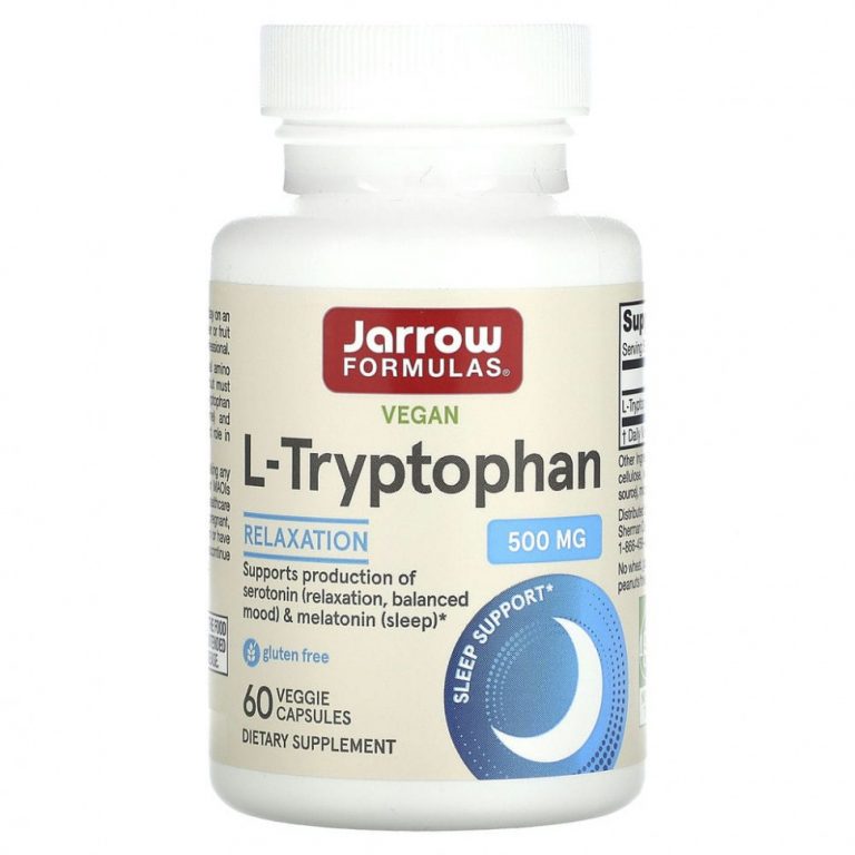 Jarrow Formulas, L-триптофан, 500 мг, 60 растительных капсул