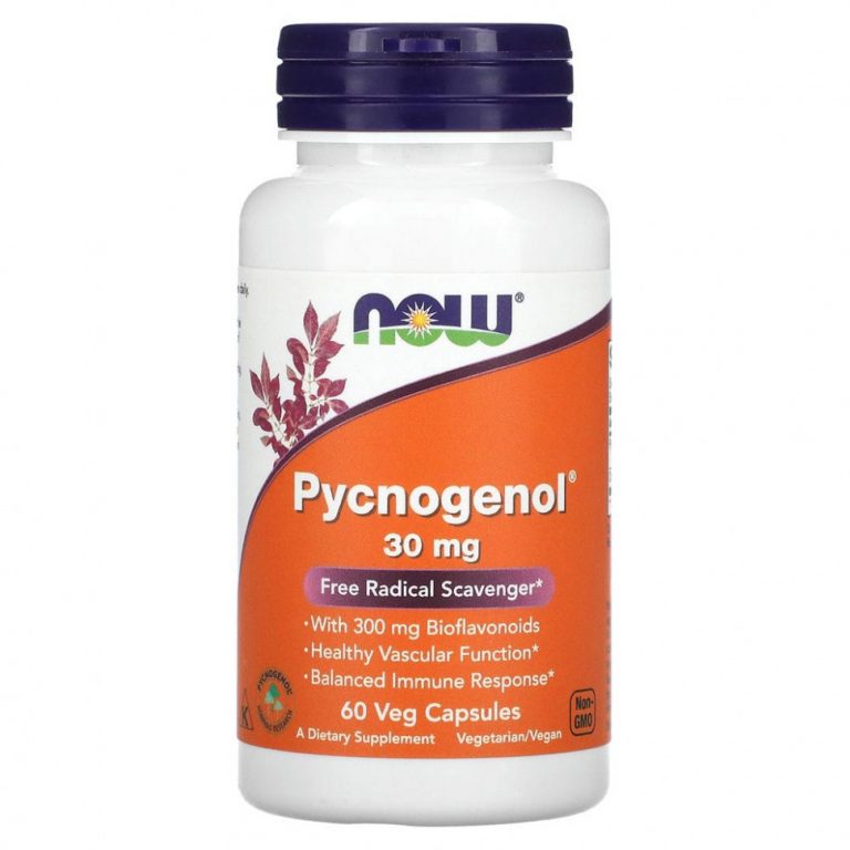 NOW Foods, Pycnogenol, 30 мг, 60 растительных капсул