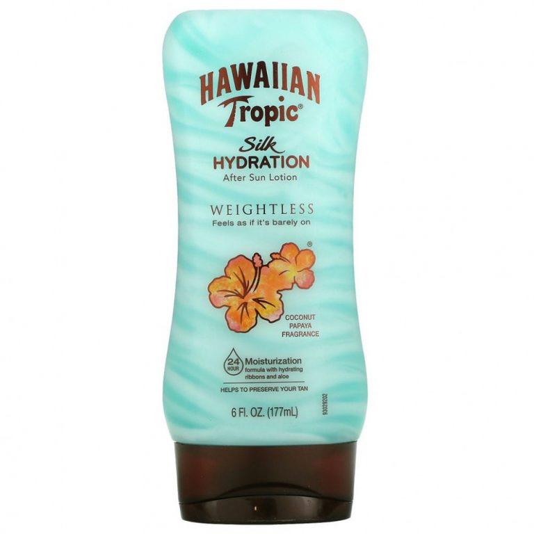 Hawaiian Tropic, Silk Hydration Weightless, невесомый увлажняющий лосьон после загара, кокос и папайя, 177 мл (6 жидк. унций)