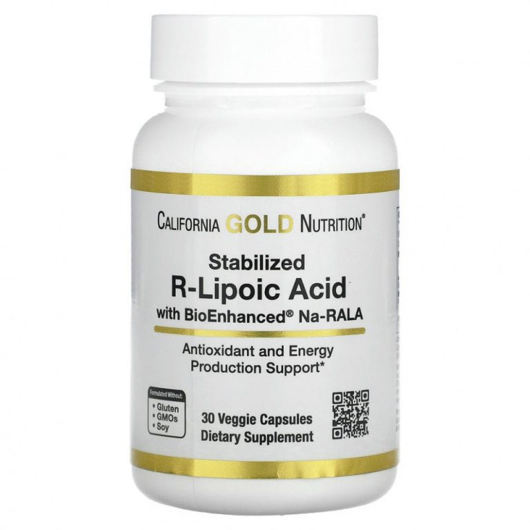 California Gold Nutrition, стабилизированная R-липоевая кислота, 30 растительных капсул