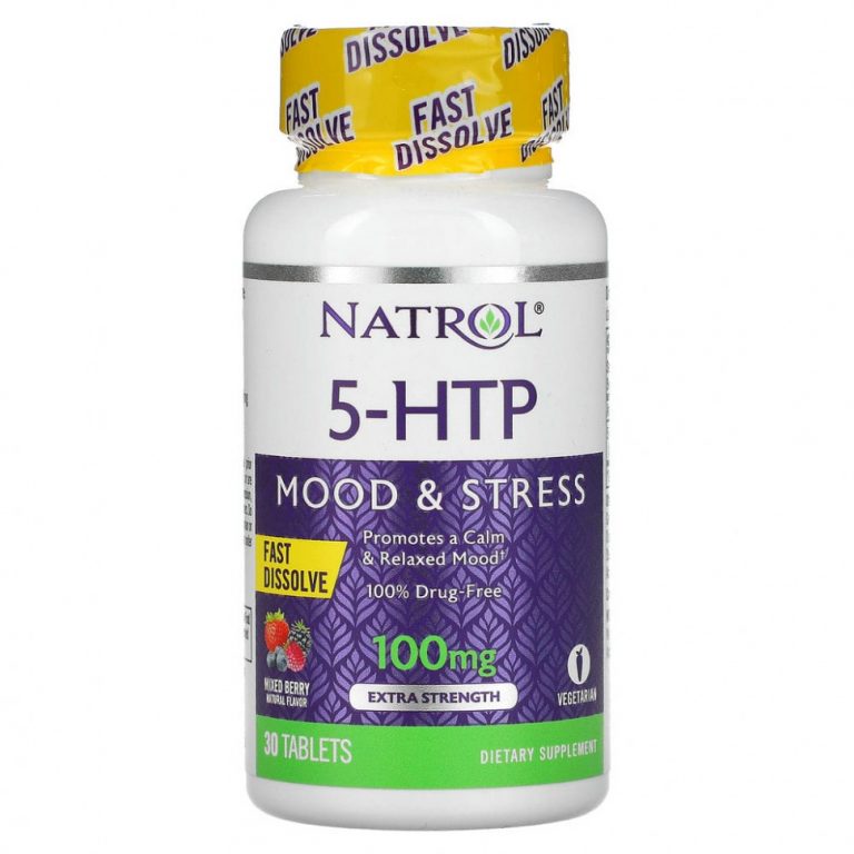 Natrol, 5-HTP, быстрорастворимый, особо эффективный, вкус диких ягод, 100 мг, 30 таблеток