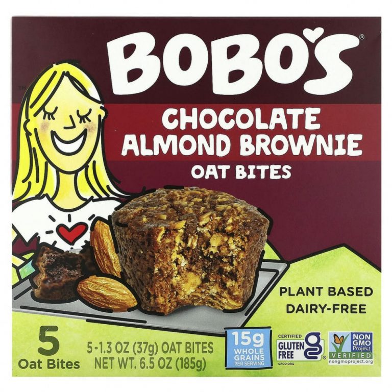 Bobo’s Oat Bars, Овсяные кусочки с шоколадом и миндалем, 5 кусочков по 37 г (1,3 унции)