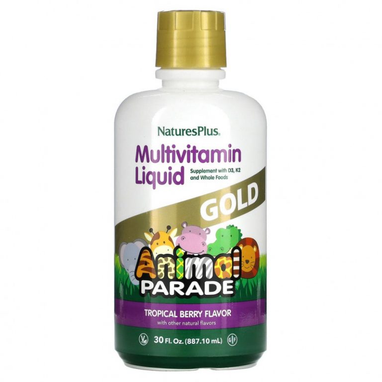 NaturesPlus, Source of Life, Animal Parade, Gold Liquid, мультивитамины для детей в жидкой форме, вкус тропических ягод, 887,10 мл (30 жидк. унций)