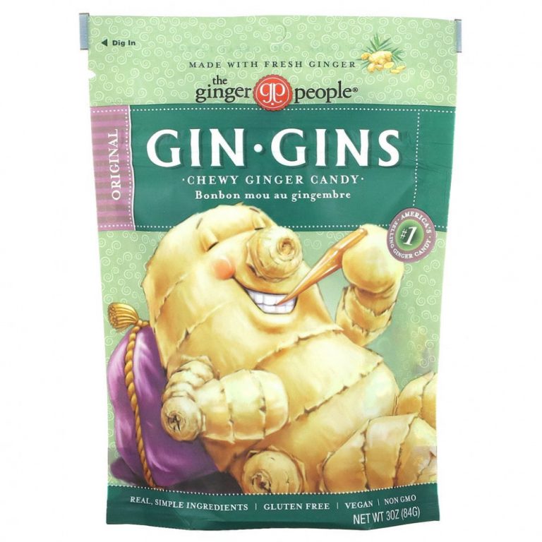 The Ginger People, Gin Gins, жевательные имбирные конфеты, оригинальные, 84 г (3 унции)