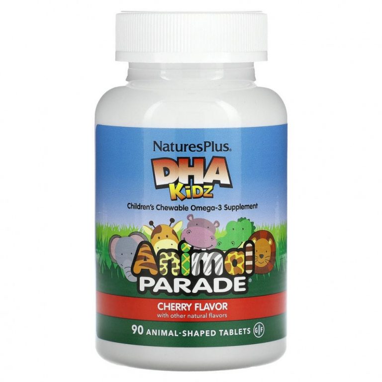 NaturesPlus, Source of Life, Animal Parade, ДГК для детей, детские жевательные таблетки, натуральный вишневый вкус, 90 таблеток в форме животных