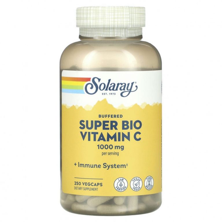 Solaray, Super Bio Vitamin C, витамин C медленного высвобождения, 250 вегетарианских капсул