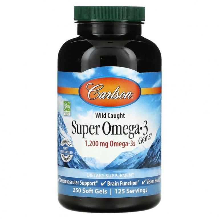 Carlson Labs, Wild Caught Super Omega-3 Gems, высокоэффективная омега-3 из морской рыбы, 600 мг, 250 капсул