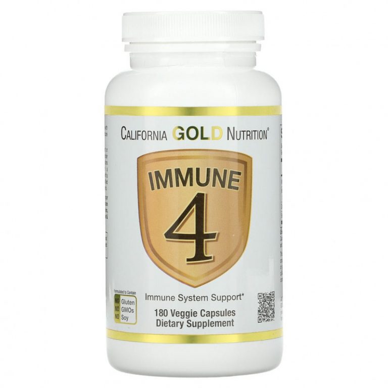 California Gold Nutrition, Immune 4, средство для укрепления иммунитета, 180 растительных капсул