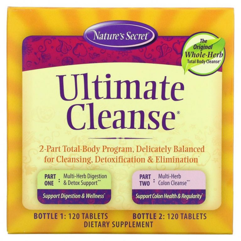 Nature’s Secret, Ultimate Cleanse, состоящая из 2 частей программа для всего тела, 2 флакона по 120 таблеток в каждом