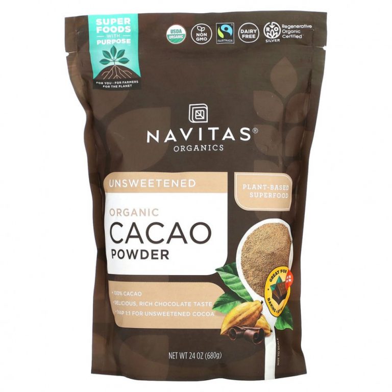 Navitas Organics, органический какао-порошок, 680 г (24 унции)