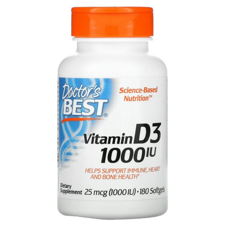 Doctor’s Best, витамин D3, 25 мкг (1000 МЕ), 180 капсул