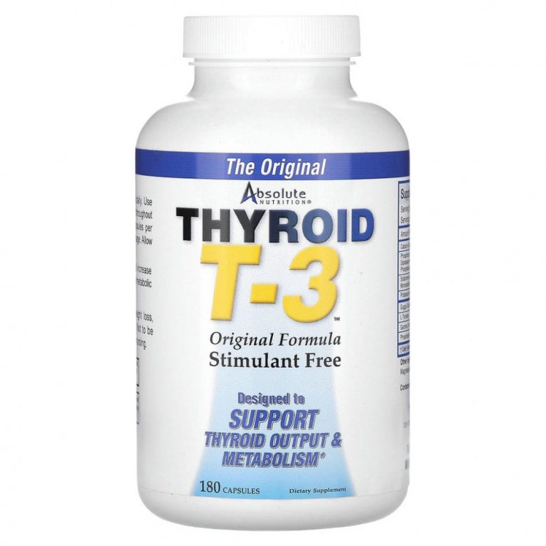 Absolute Nutrition, Thyroid T-3 (Щитовидная железа T-3), оригинальная формула, 180 капсул