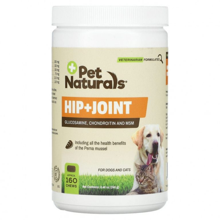 Pet Naturals of Vermont, Hip + Joint, добавка для поддержки здоровья суставов, для кошек и собак, около 160 жевательных таблеток, 240 г (8,46 унции)