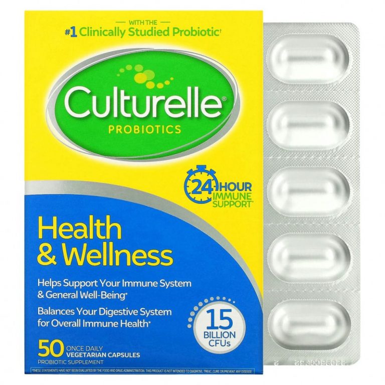 Culturelle, пробиотики, здоровье и хорошее самочувствие, 15 миллиардов КОЕ, 50 вегетарианских капсул для приема один раз в день