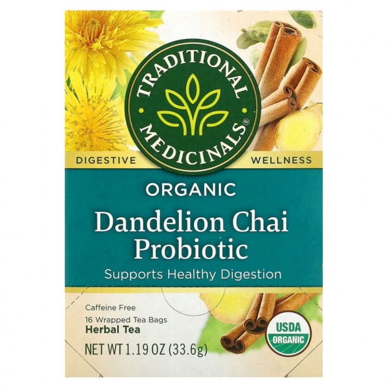 Traditional Medicinals, Organic Dandelion Chai Probiotic, пробиотический чайс одуванчиком, 16 чайных пакетиков, 33,6 г (1,19 унции)