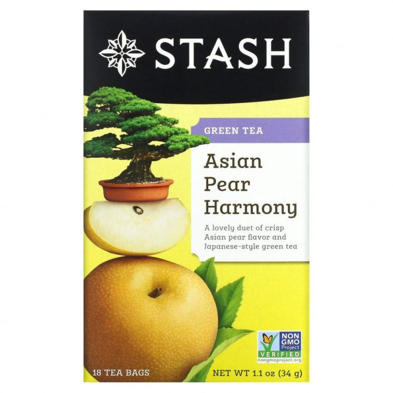 Stash Tea, зеленый чай, азиатская груша, 18 чайных пакетиков, 34 г (1,1 унции)