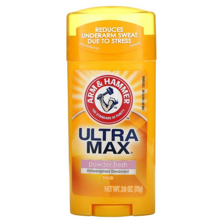 Arm & Hammer, UltraMax, твердый дезодорант-антиперспирант для женщин, свежий пудровый аромат, 73 г (2,6 унции)