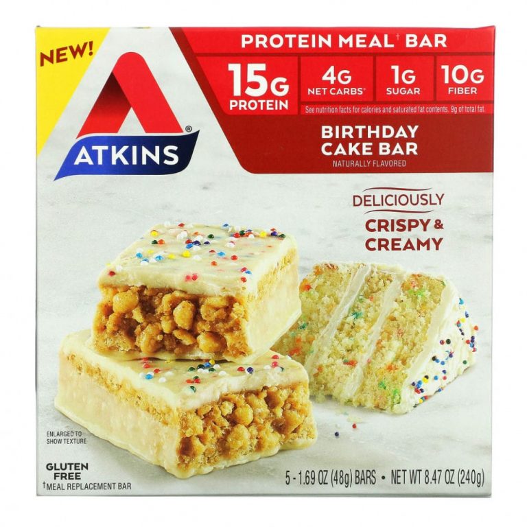 Atkins, Protein Meal Bar, Батончик на день рождения, 5 батончиков, 1,69 унции (48 г) каждый