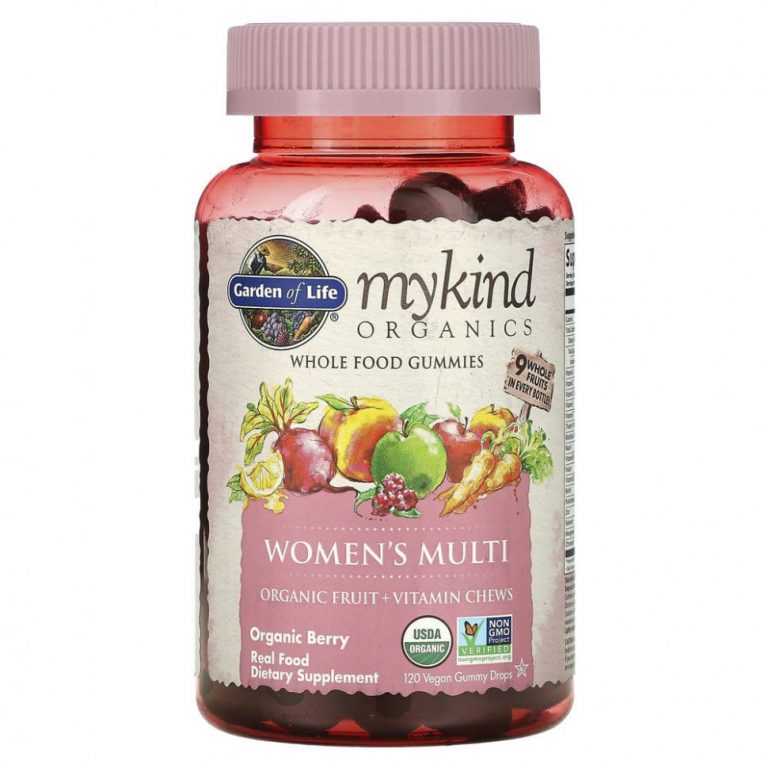 Garden of Life, MyKind Organics, мультивитамины для женщин, органические ягоды, 120 веганских жевательных таблеток