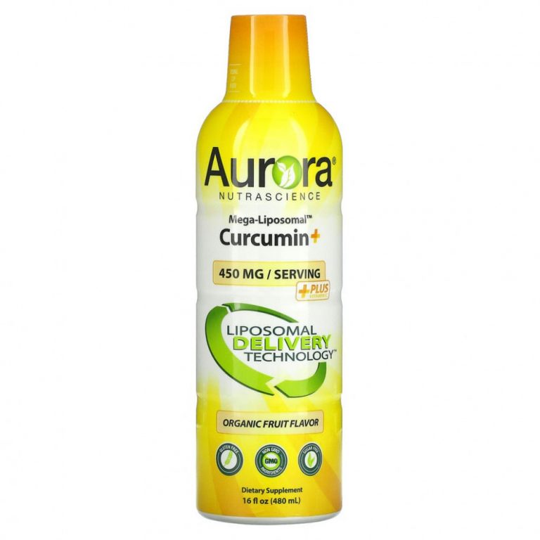 Aurora Nutrascience, Mega-Liposomal Curcumin+, мега липосомальный куркумин, со вкусом органических фруктов, 600 мг, 480 мл (16 жидк. унций)