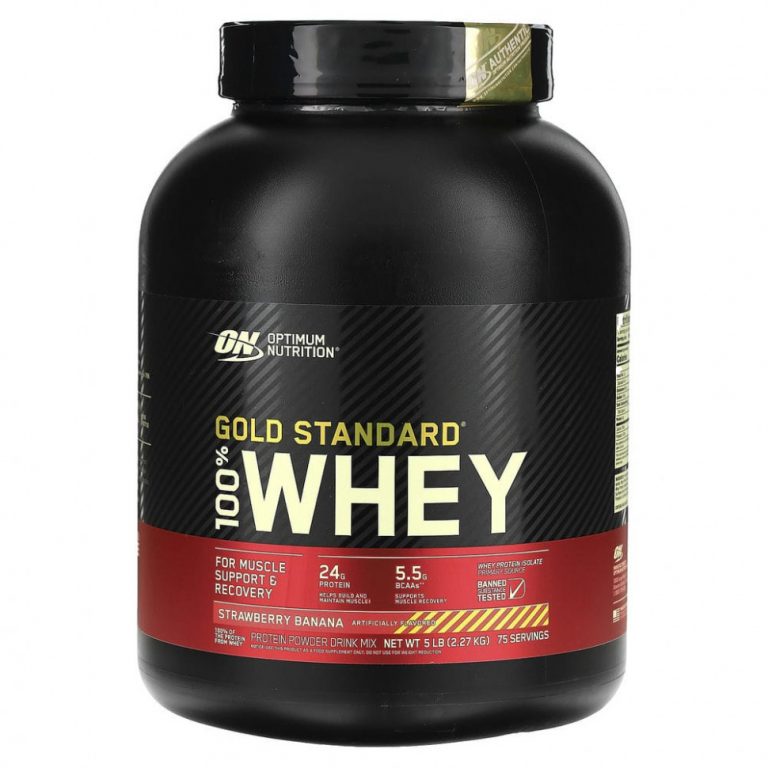 Optimum Nutrition, Gold Standard 100% Whey, сыворотка со вкусом клубники и банана, 2,27 кг (5 фунтов)