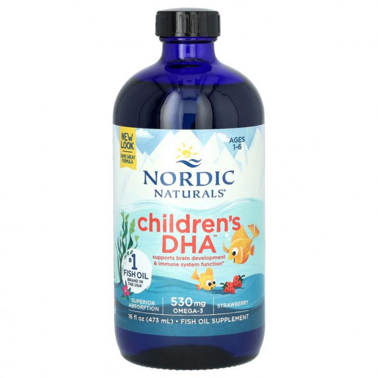 Nordic Naturals, Children’s DHA, клубника, для детей в возрасте от 1 года до 6 лет, 530 мг, 473 мл (16 жидких унций)