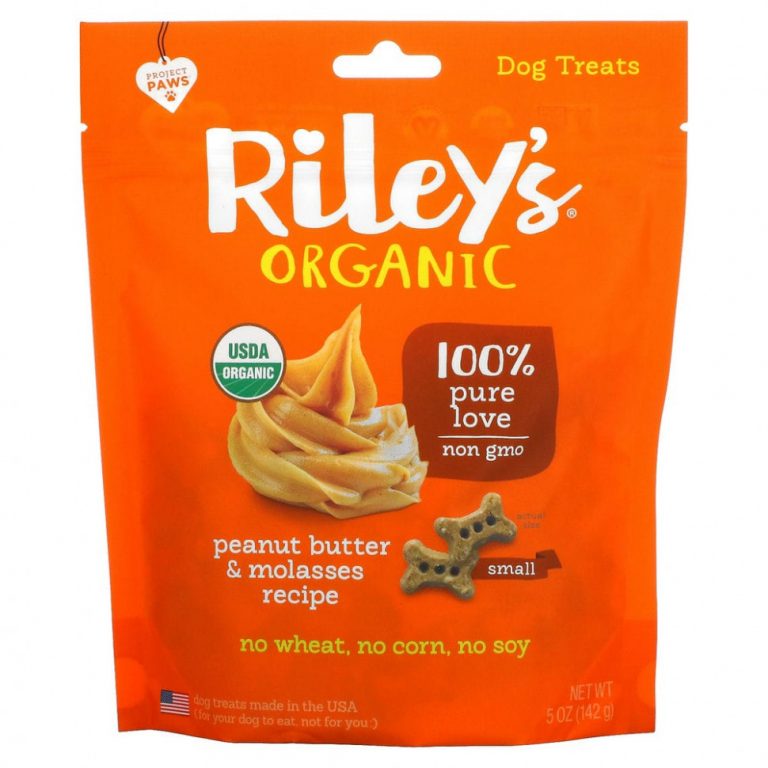 Riley’s Organics, лакомства для собак, маленькая косточка, рецепт с арахисовым маслом и патокой, 142 г (5 унций)