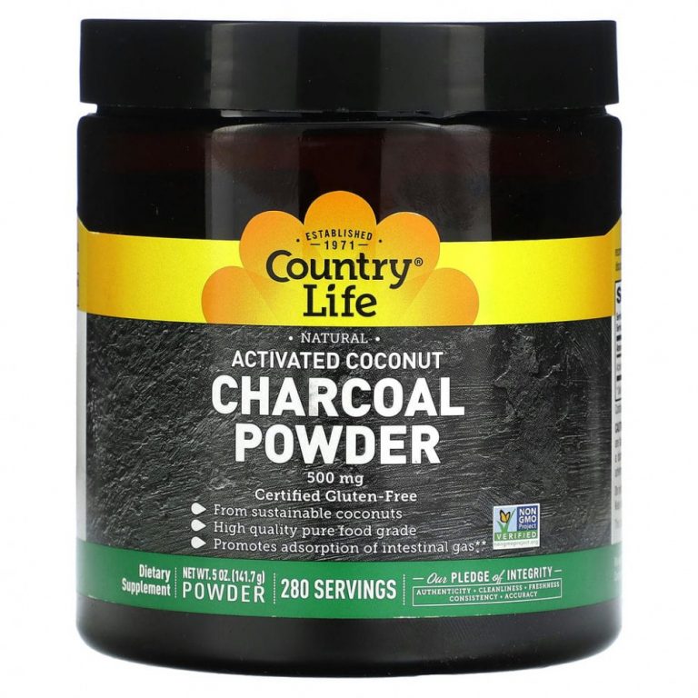 Country Life, Natural Activated Coconut Charcoal Powder, 500 mg, 5 oz (141.7 g)